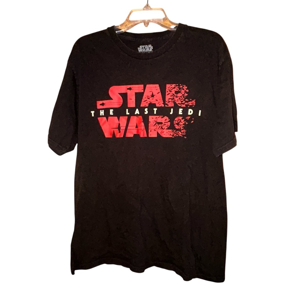 Star Wars The Last Jedi Graphic Tee Shirt Black Red Cotton Men’s XL